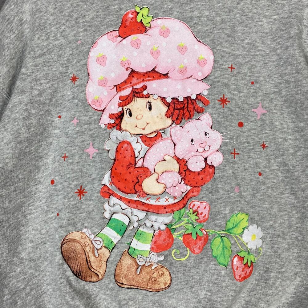 Strawberry Shortcake Hoodie Women Large Gray Graphic Full Zip Long Sleeve Active - Picture 9 of 16